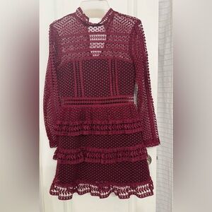 Burgundy Lace Long Sleeve Dress